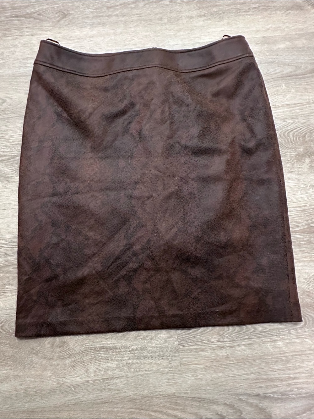 Laura Classic Dark Brown Faux-Suede Pencil Skirt